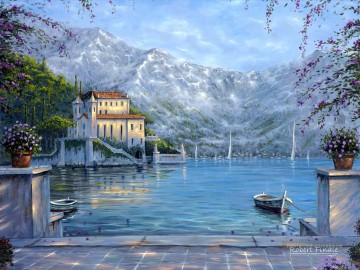Lac de Côme Italie Robert Fin hiver Peinture à l'huile